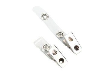 Metal Popper Spring Jaw Credit Card, Id Badge Holder Clip With Pvc Strap And Metal Button 30275