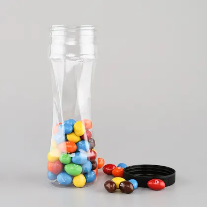 Wholesale Clear Plastic M&M Chocolate Bottles with Lids in 250ml and 400ml Sizes
