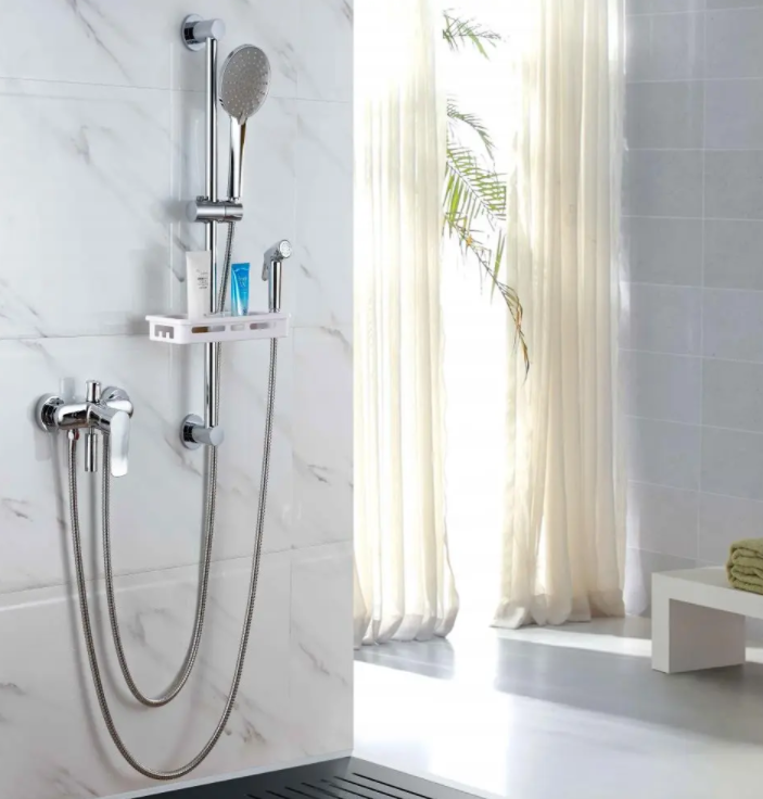 What should I do if the stainless steel shower faucet is blocked?