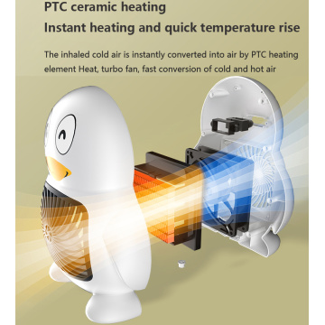 Mini ventilador eléctrico del calentador del escritorio del pingüino de la habitación del espacio