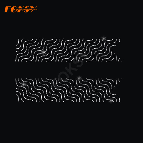 Wavy Lines Cheer Bow Hot-fix Rhinestone Transfer
