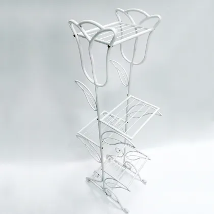 Metal White Tulip Flower Stand Garden Decor