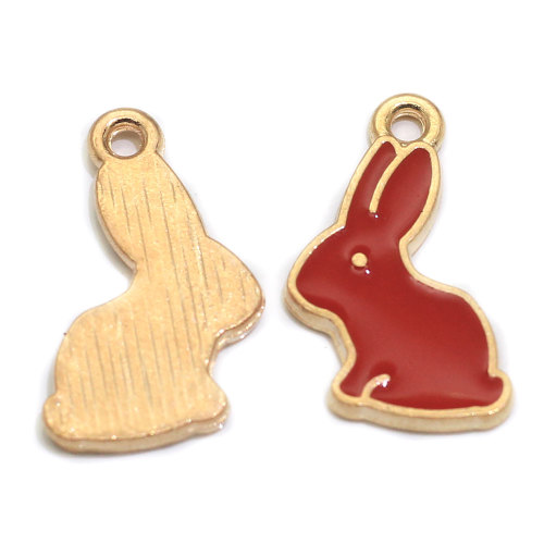 Cute Material Flat Back Kawaii Rabbit Style Gold 2mm Top Hole 100pcs Kids Girls Necklace Pendant Bracelet Spacer