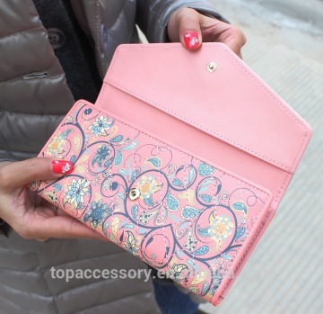 Fancy Flower Cartoon Printed design for girl, PU leather wholesale wallet