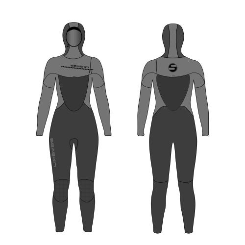 Seaskin 5/4mm Women Chest Zip Hooded GBS Fullsuit