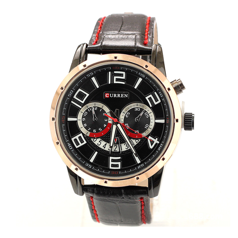 Fashion sport style leather band quartz watch 