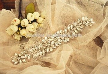 Rhinestone crystal bling applique sew on for sash wedding dresses garment headband trimming beaded trim embellishments