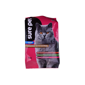 Sac carré à glissière pour nourriture pour chats