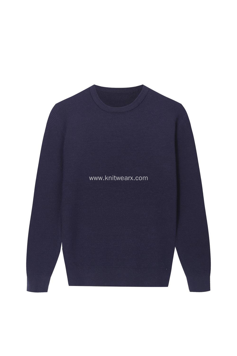 Men's Knitted Ottoman Stitch Crew-Neck Soft Pullover