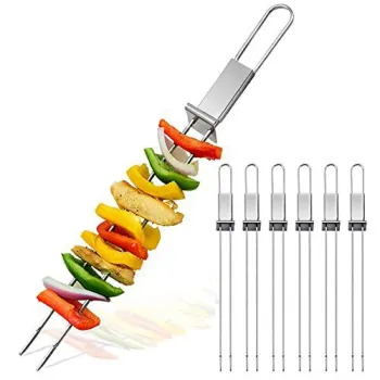 Stainless Steel Kebob Skewers for Grill BBQ: Wide and Perfect for Multiple Skewering
