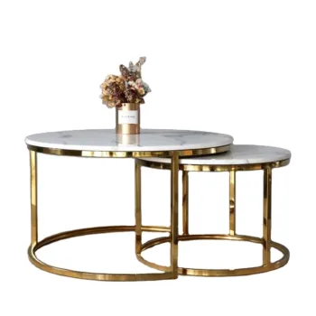 Customizable Marble and Glass Modern European Dining Room Coffee Table with Metal Frame and Optional Use