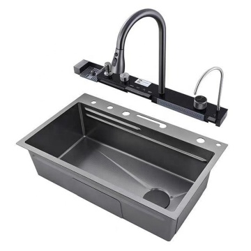 Modern Multifunction Stainless Steel Waterfall Kitchen Sink Set