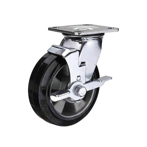 Heavy Duty Side Brake Casters Rubber on Aluminum