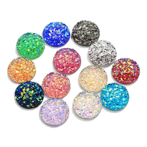 12MM Resin Flat Round AB Finish Cabochons Druzy Charms Flatback Colored Druzy Resin Cabochon Jewelry