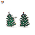 Metal diy christmas cufflink oem with crystal