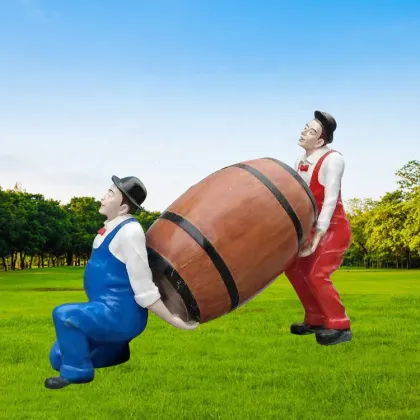 Happy celebrate statue fiberglass red wine sculpture