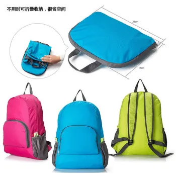 2017 low MOQ 210D polyester foldable backpack bag