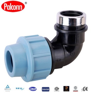 Hot selling pp compression fitting thread plastic pipe fitting female elbow 20x1/2"mm A485
