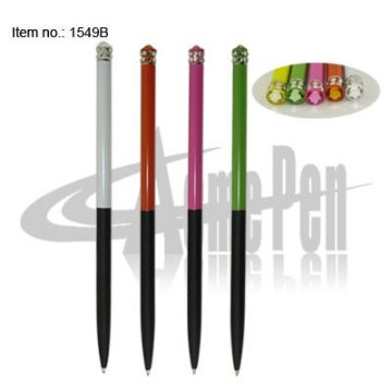 Cross Style Twist Action Pen Slim Colorful Pen barrel China Crystal on pen Topper Hot Sale Popular Diamond Ballpoint Pen