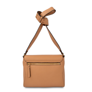 Foldover Crossbody Purse Textured Leather Bag Tan Color