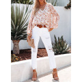 V-Neck Long Elegant Women Blouses Shirt Top