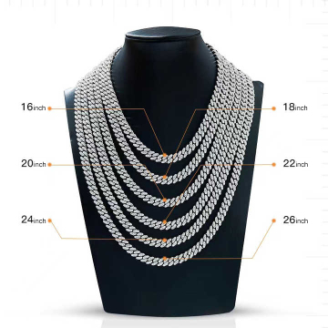 14 มม. VVS MOISSANITE 925 สร้อยข้อมือสร้อยคอสร้อยคอคิวบาเงินคิวบา