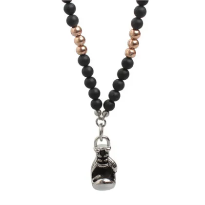 Stainless Steel Fitness Gold Black Pendant Necklace