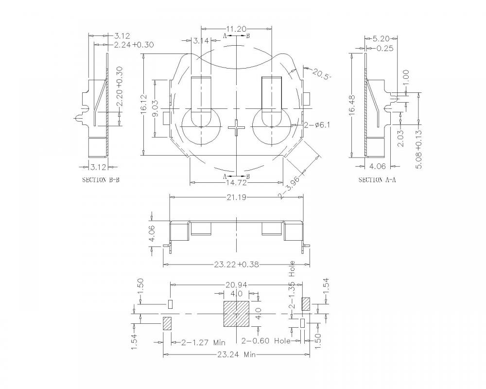 BS-M-SI-R-CR3034B Danh bạ pin cho CR3034 BR2016