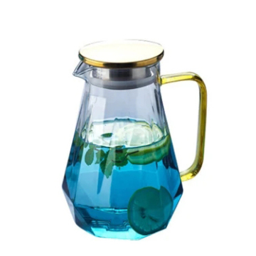 Yüksek Borosilikat Cam Gradyan Mavi 1500ml Büyük Kapasiteli Suyu Pot