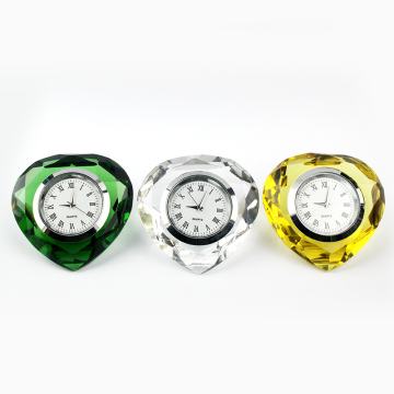 New Arrival Crystal Heart Shape Golden Clock - Gold Wedding Anniversary Gifts