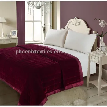 luxury soft quilted satin red patchwork coverlet