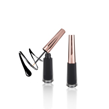 Customized Rose Gold Lid Black Hexagon Empty Eyeliner Bottle - 3ml/4ml Capacity