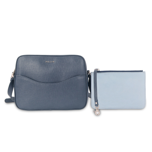 Damen Leder Umhängetasche mit Reißverschluss Clutch Geldbörse