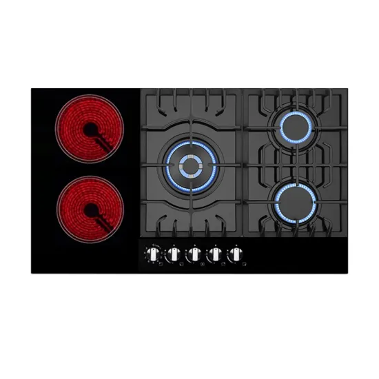 Black Electric Hybrid Combination Stove with 5 Burners and Glass Panel - Built-in Design Made in China