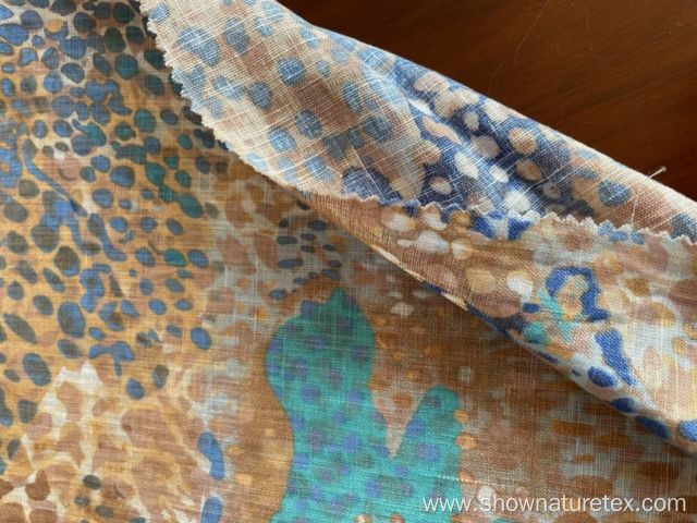 nice print linen woven fabric