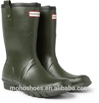 Green color half men's rain boots manufacturer,men's rubber boots