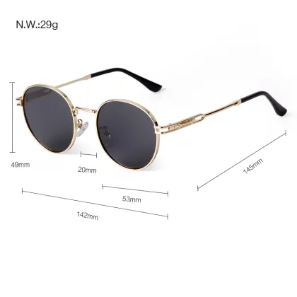 ADE WU STY9568 Metal Frame Round Sun Glasses - Luxury Vintage Shades UV 400 Protection