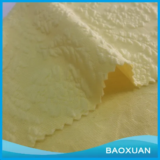 95%Polyester 5%spandex t/sp yellow raised flowers jacquard fabric knitted for garment