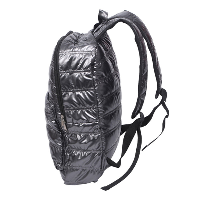 Logo Custom Black Quilted Backpack Nylon Daily School Designer Zipper School Travel Bag