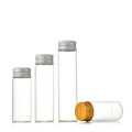 Glass storage vial bottle with aluminium screw cap