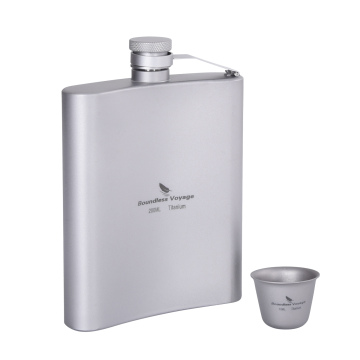 Boundless Voyage 200ml Titanium Wine Bottle Flask for Hiking and Travel