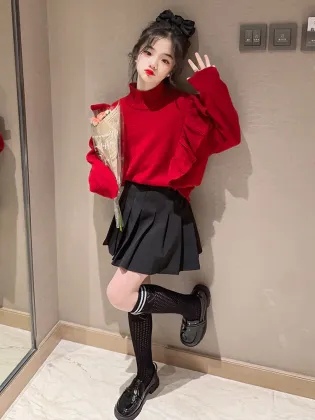 2022 Girls' Autumn and Winter Sweater Thickened Undercoat