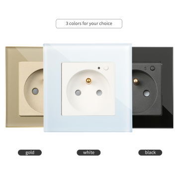 Bingoelec Gold Deluxe 86x86mm White Glass Panel French Wall Socket for Smart Home