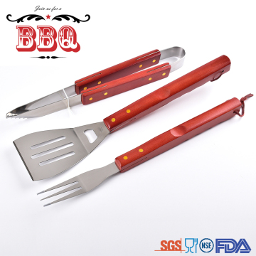 Amazon Hot-selling BBQ Tools Grilling Wooden Handle