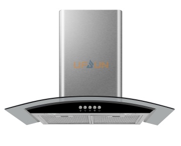 Hot Selling Stainless Steel Push Button Baffle Filter 24# Copper Motor 700/900mm Slim Curved Cooker Hood/Chimney