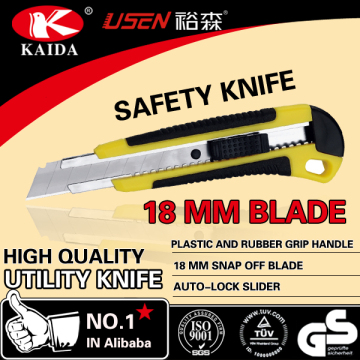 Stationery Cutter 18mm Snap Off Blade Plastic with rubber grip handle Utility Paper Cutter Knife