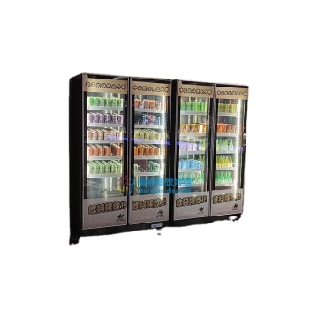 Black Four Glass Door Portable Bar Fridge Freezer