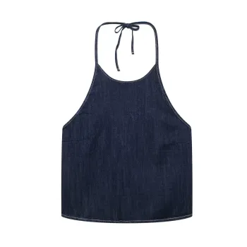 2024 Summer Women's Casual Solid Color Denim Halter Neck Top