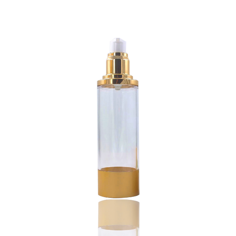 luxury plating gold lid plastic frosted airless bottle