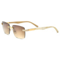 Rimless Square Buffalo Horn Sunglasses